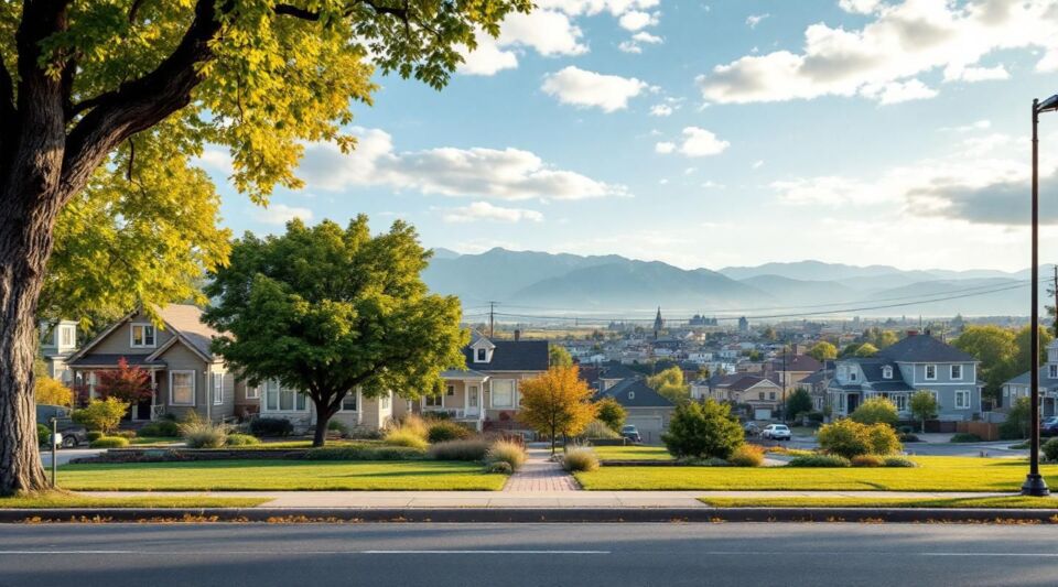 A flatbed tow truck parked safely on the shoulder of Wadsworth Boulevard in Arvada, CO, with the Front Range mountains in the background.