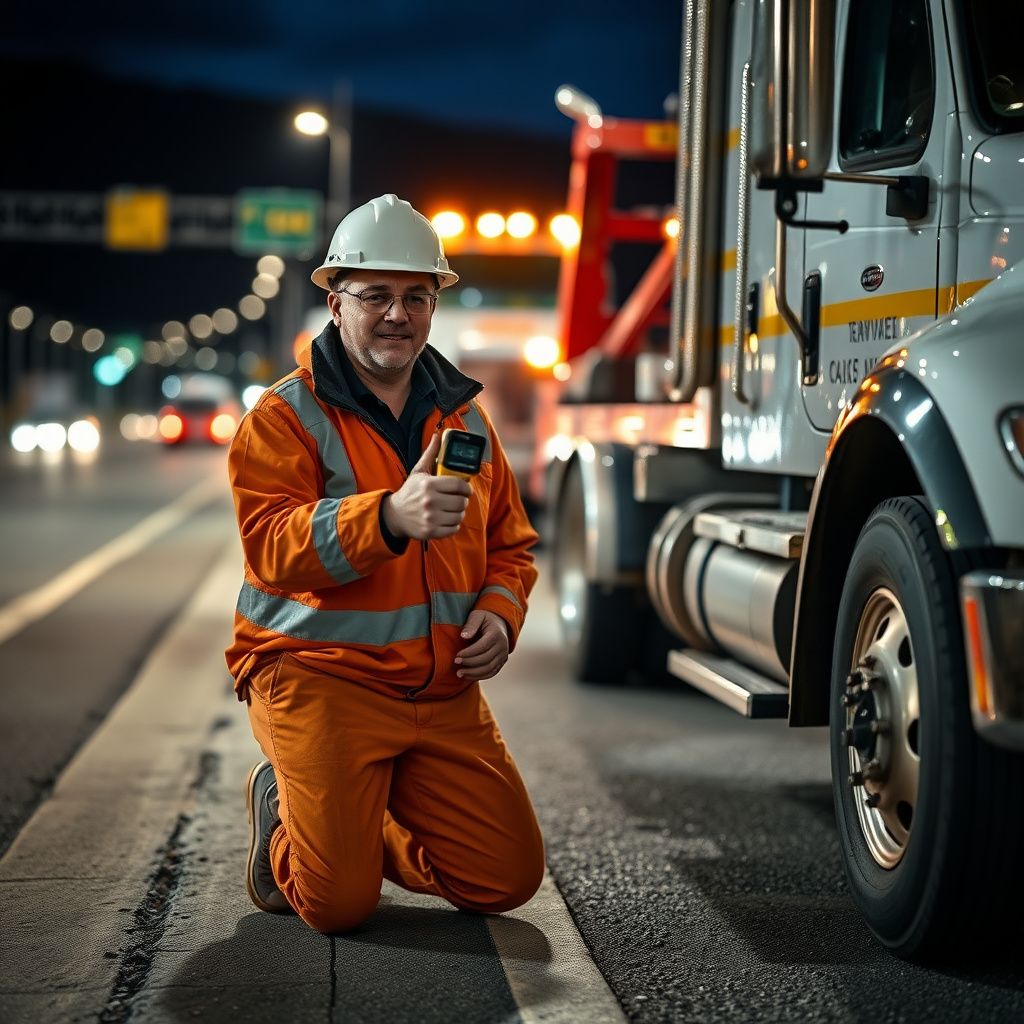 A professional flatbed tow truck operator preparing to load a vehicle safely in Englewood, CO